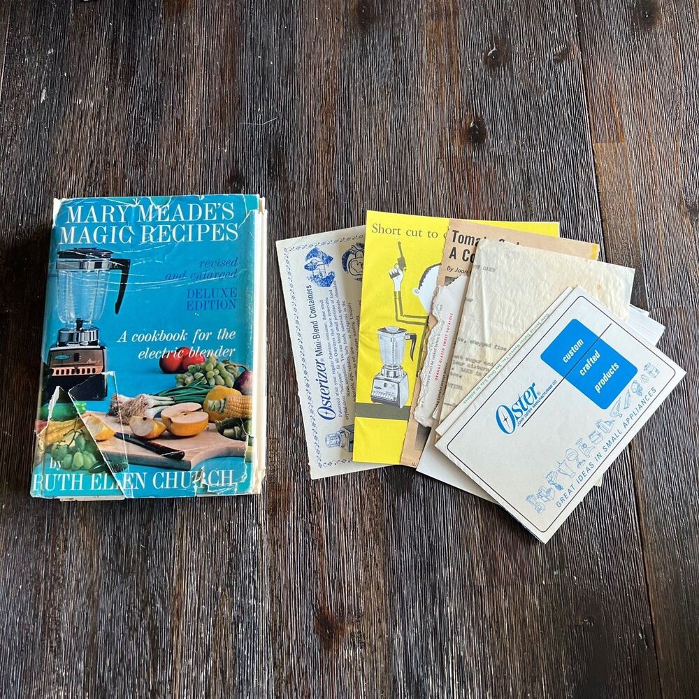 VTG Mary Meade's Magic Recipes For the Electric Blender Cookbook 1965 + Papers